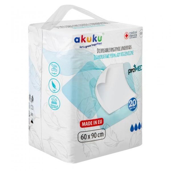 Одноразовые гигиенические пеленки proMED 60x90cm 20 шт. Akuku A0144 (арт. 92658573) &mdash; купить в Украине |  Колисочка