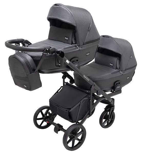 Коляска 2 в 1 для двойни Bair Kiwi DUO Soft BKD-219-1 графит (арт. 681857) &mdash; купити в Україні |  Колисочка