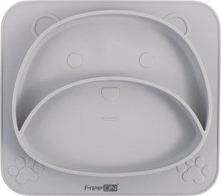 Силіконова тарілка дитяча FreeON Bear, grey (арт. 39678) &mdash; купить в Украине |  Колисочка