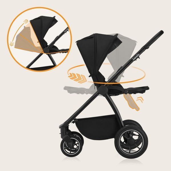 Универсальная коляска 3 в 1 Lionelo MERIL 3IN1 BLACK ONYX (арт. 98001085) &mdash; купить в Украине |  Колисочка