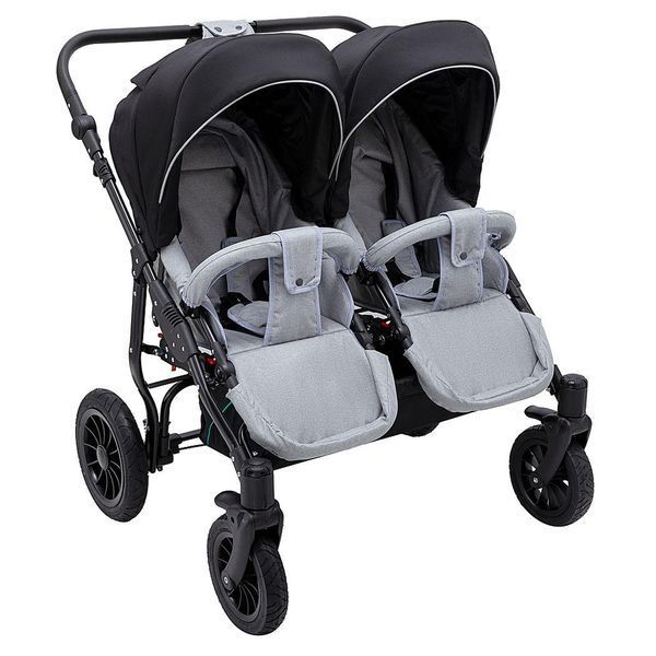 Коляска 2 в 1 для двойни Bair Sorento DUO BS-05 серый / черный (арт. 681663) &mdash; купити в Україні |  Колисочка