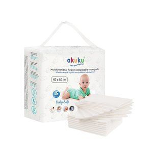 Одноразовые подкладки Baby Soft 40x60cm 15 шт. Akuku A0500 (арт. 61284676) &mdash; купить в Украине |  Колисочка