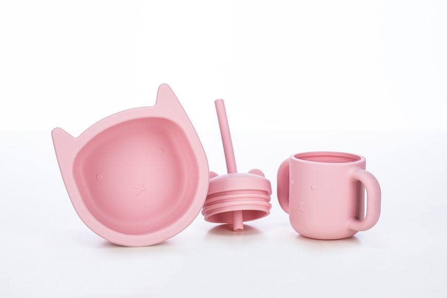 Силіконова миска дитяча FreeOn Kitty, pink (арт. 46330) &mdash; купити в Україні |  Колисочка