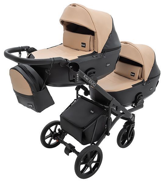 Коляска 2 в 1 для двойни Bair Kiwi DUO ECO BKD-18/15 капучино / черный (арт. 681041) &mdash; купити в Україні |  Колисочка