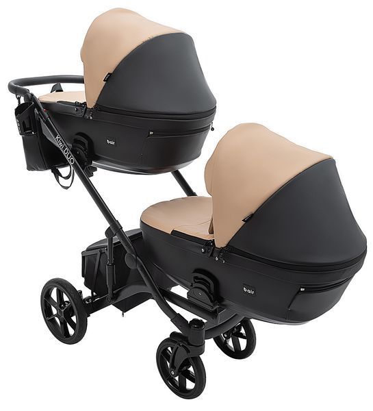 Коляска 2 в 1 для двойни Bair Kiwi DUO ECO BKD-18/15 капучино / черный (арт. 681041) &mdash; купити в Україні |  Колисочка