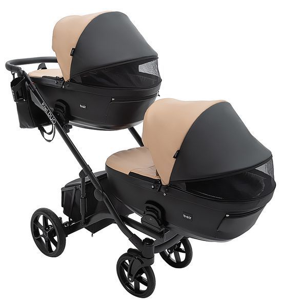 Коляска 2 в 1 для двойни Bair Kiwi DUO ECO BKD-18/15 капучино / черный (арт. 681041) &mdash; купити в Україні |  Колисочка