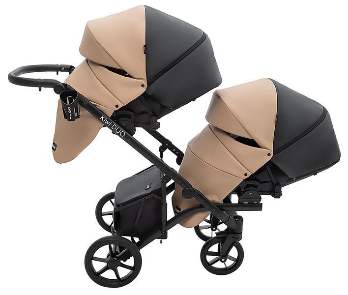 Коляска 2 в 1 для двойни Bair Kiwi DUO ECO BKD-18/15 капучино / черный (арт. 681041) &mdash; купити в Україні |  Колисочка