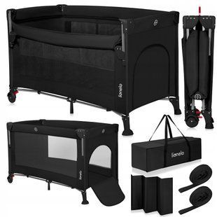 Кроватка-манеж Lionelo ELLEN BLACK CARBON (арт. 109275641) &mdash; купити в Україні |  Колисочка